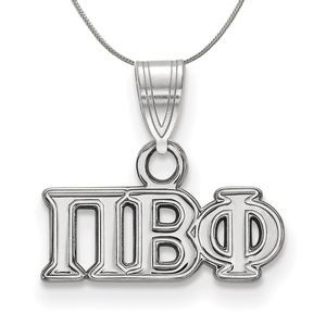 Sterling Silver Pi Beta Phi Small Greek Necklace - 20 Inch